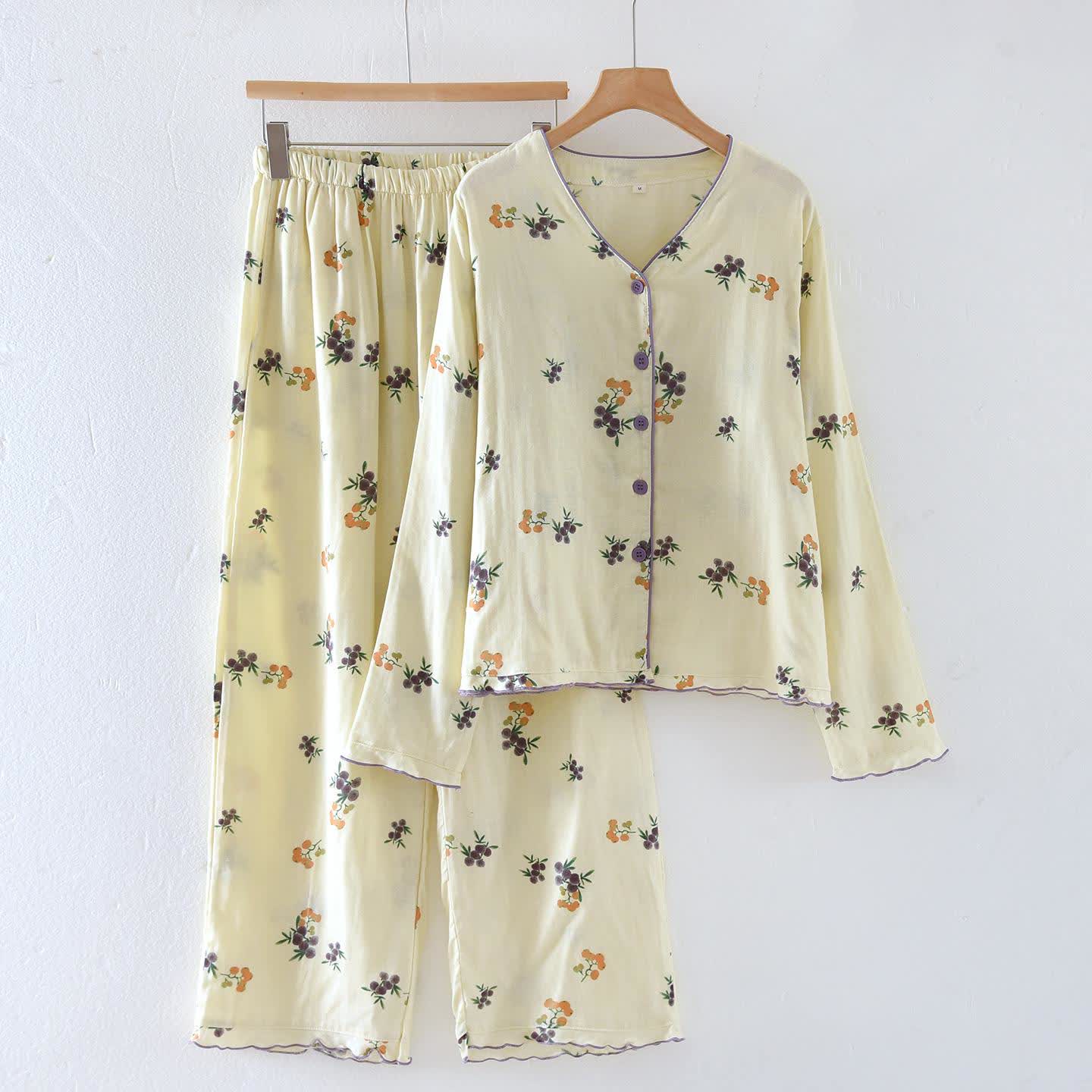 Ensemble de vêtements d'intérieur en gaze de coton avec des fruits de néflier - XL - image 0