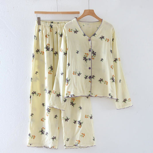 Ensemble de vêtements d'intérieur en gaze de coton avec des fruits de néflier - XL - image 0