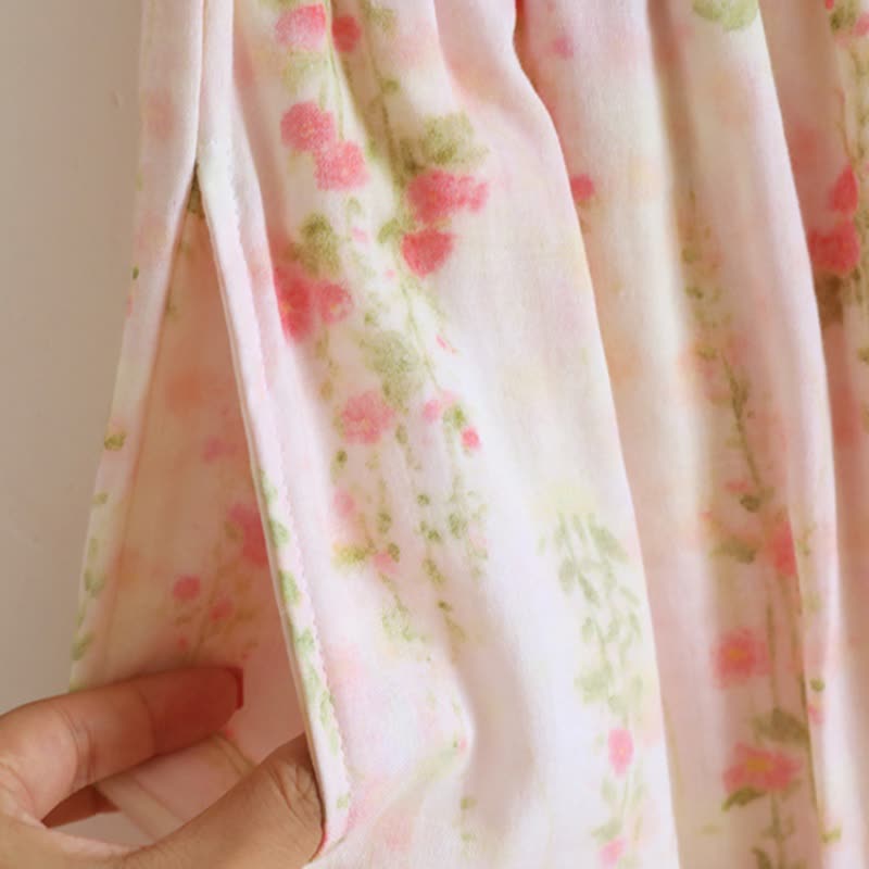 Ensemble de vêtements d'intérieur en gaze de coton rose avec motif rose - image 6