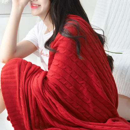 Couverture de canapé en coton tricoté uni Ownkoti - Rouge - 180 cm x 200 cm - image 5