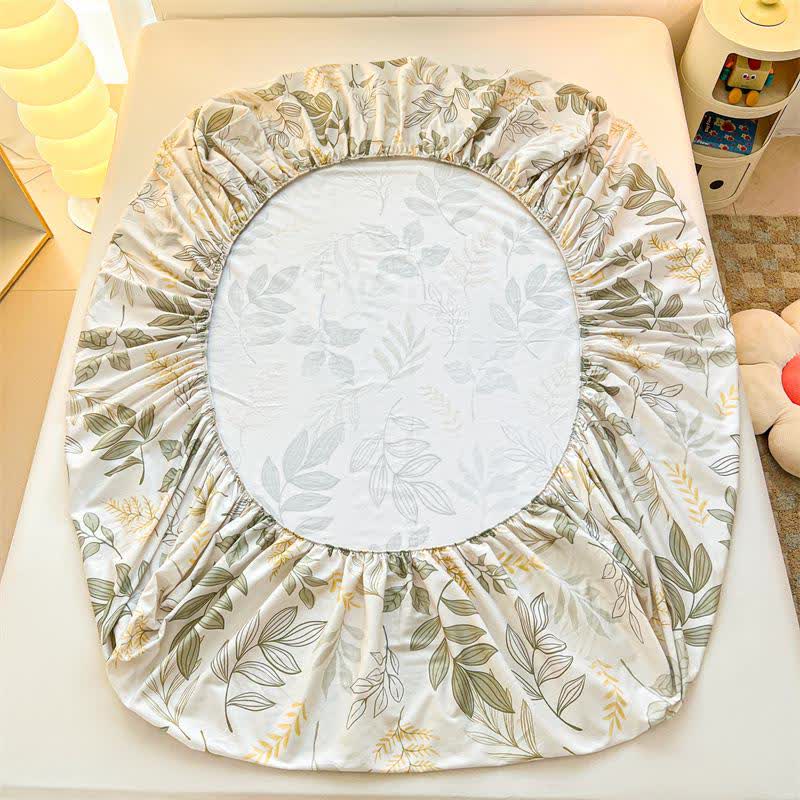 Drap-housse en coton au motif de feuilles naturelles - image 2