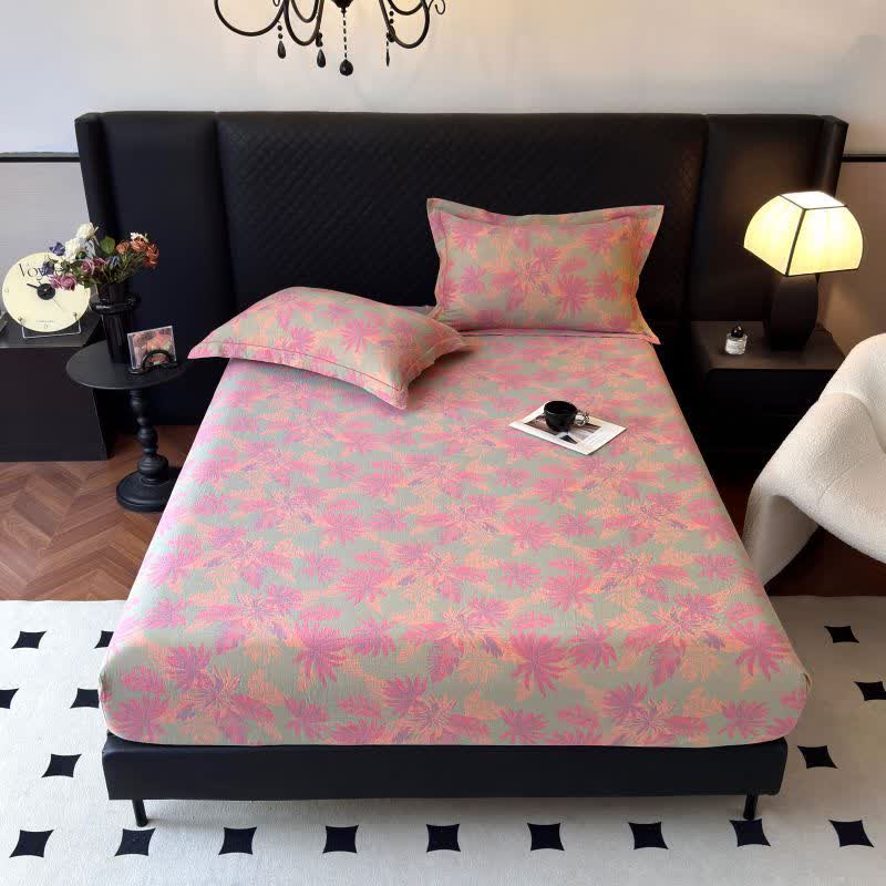 Drap-housse en gaze de coton avec motif de feuilles artistiques - image 1