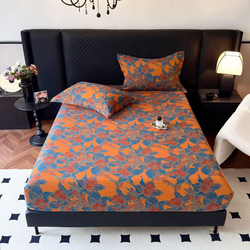 Drap-housse en gaze de coton à motif floral de lys - image 5