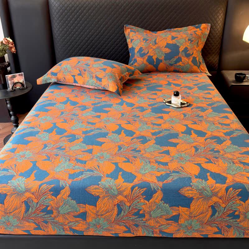 Drap-housse en gaze de coton à motif floral de lys - image 2