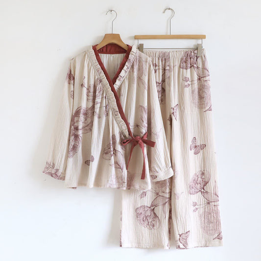 Ensemble de vêtements de détente en coton inspiré du Hanfu papillon - XL - image 0