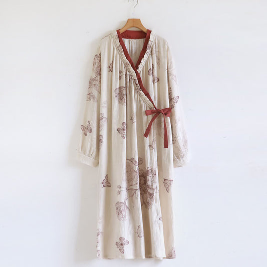 Chemise de nuit en gaze de coton inspirée du Hanfu papillon - XL - image 0