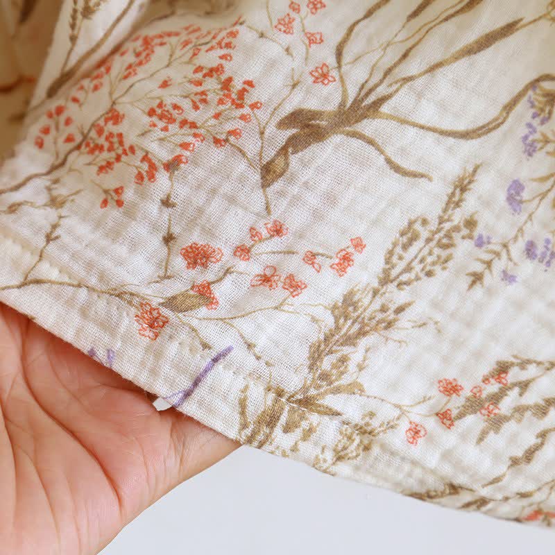 Peignoir en gaze de coton style kimono avec motif floral discret - image 10