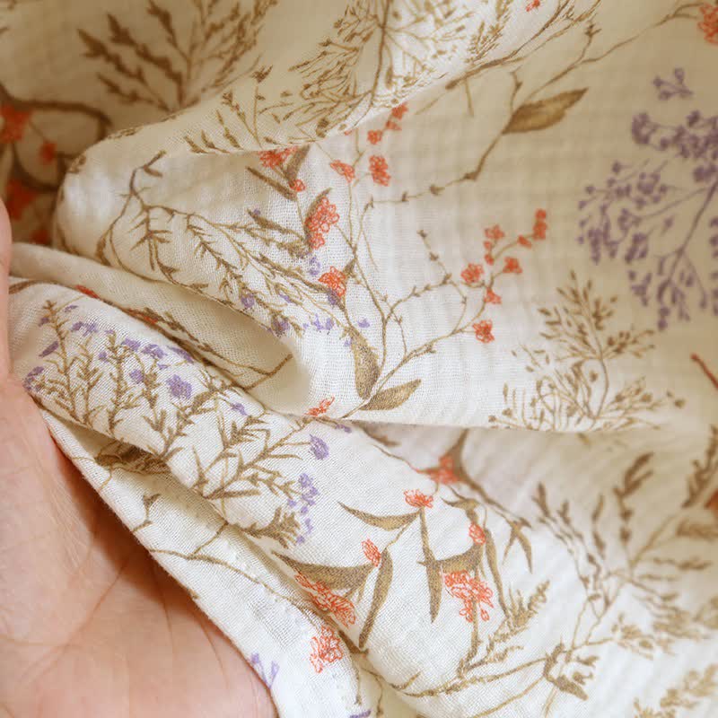 Peignoir en gaze de coton style kimono avec motif floral discret - image 9