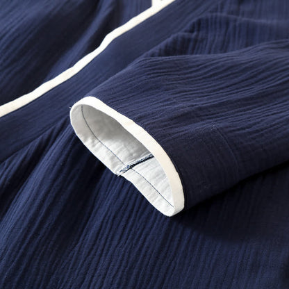 Peignoir kimono minimaliste unisexe en gaze de coton - image 5