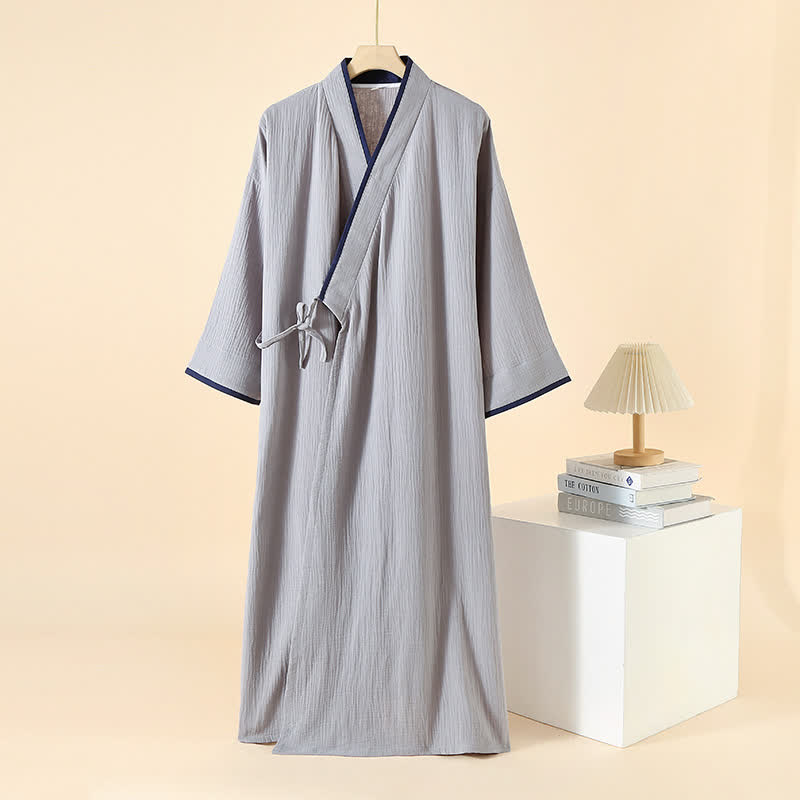 Peignoir kimono minimaliste unisexe en gaze de coton - Gris clair - XL - image 12