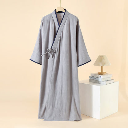 Peignoir kimono minimaliste unisexe en gaze de coton - Gris clair - XL - image 12