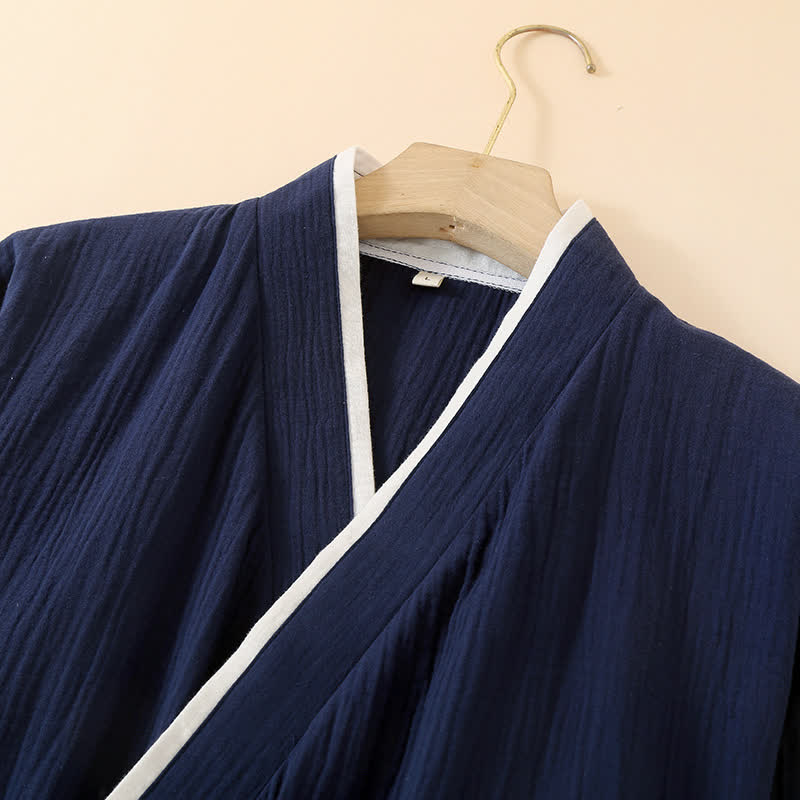 Peignoir kimono minimaliste unisexe en gaze de coton - image 4