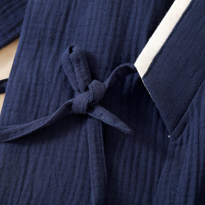 Peignoir kimono minimaliste unisexe en gaze de coton - image 6