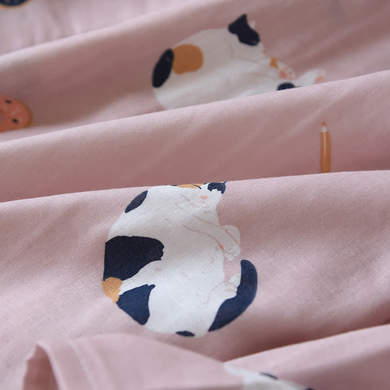 Peignoir kimono assorti en gaze de coton à motif chat - image 12