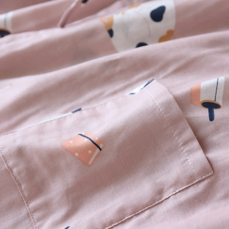 Peignoir kimono assorti en gaze de coton à motif chat - image 9