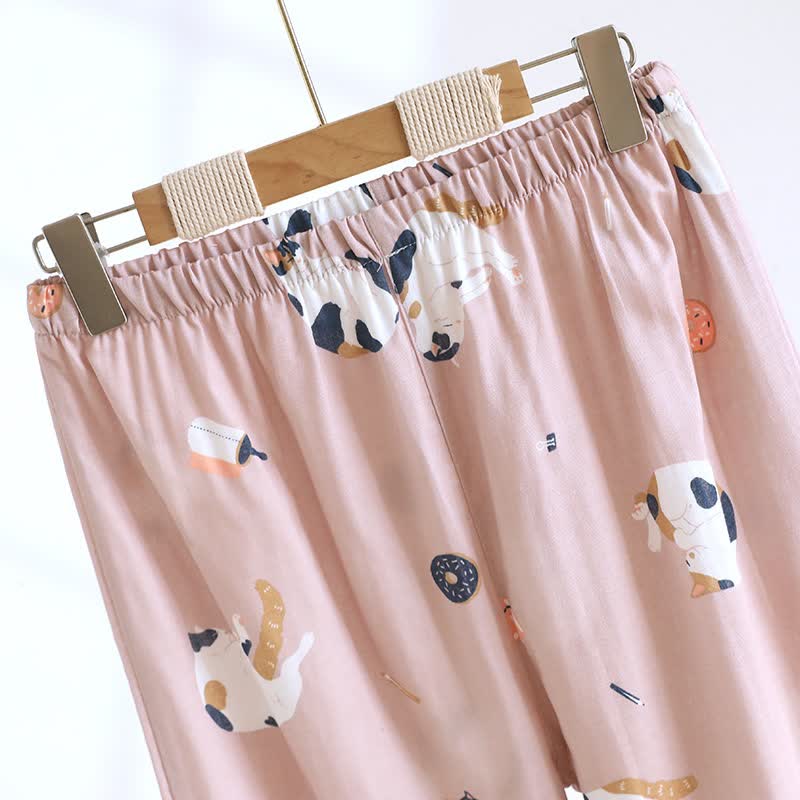 Ensemble de vêtements de détente en coton assorti avec un chat de dessin animé - image 13