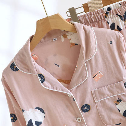 Ensemble de vêtements de détente en coton assorti avec un chat de dessin animé - image 6
