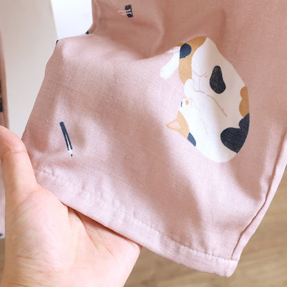Ensemble de vêtements de détente en coton assorti avec un chat de dessin animé - image 10