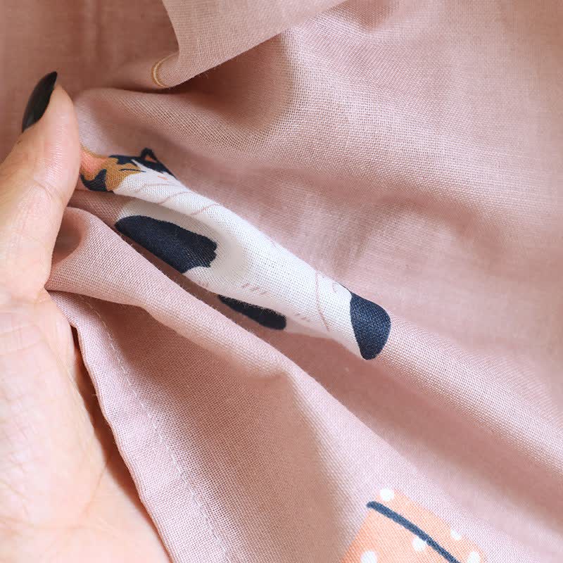 Ensemble de vêtements de détente en coton assorti avec un chat de dessin animé - image 15