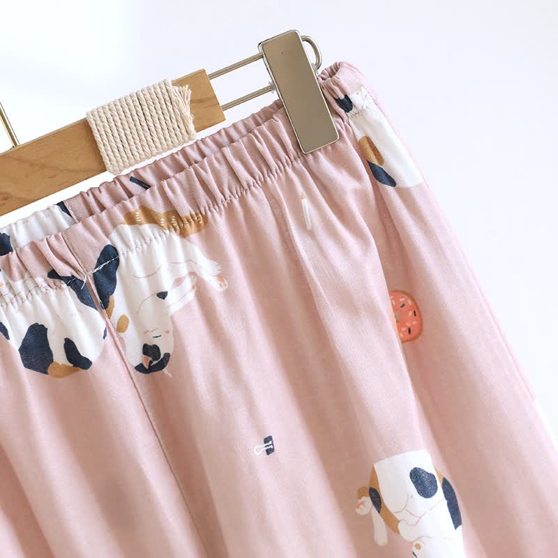 Ensemble de vêtements de détente en coton assorti avec un chat de dessin animé - image 14