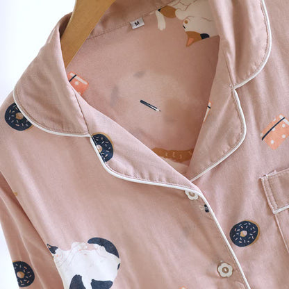 Ensemble de vêtements de détente en coton assorti avec un chat de dessin animé - image 7