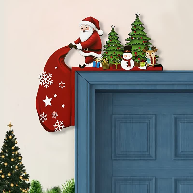 Décoration de coin de porte d'arbre de Noël du Père Noël - image 9