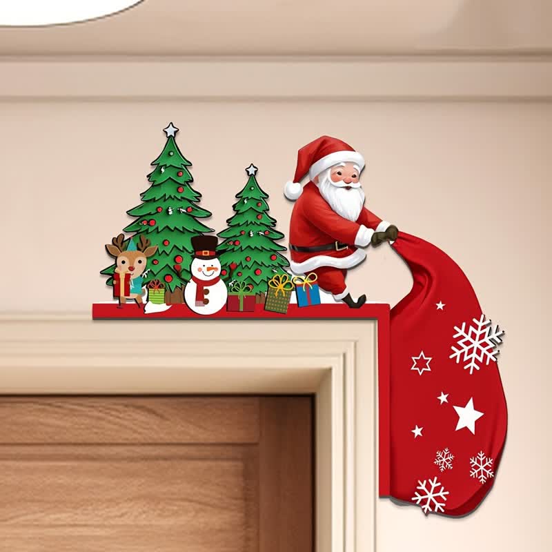 Décoration de coin de porte d'arbre de Noël du Père Noël - Droite - 4 PIÈCES - image 1
