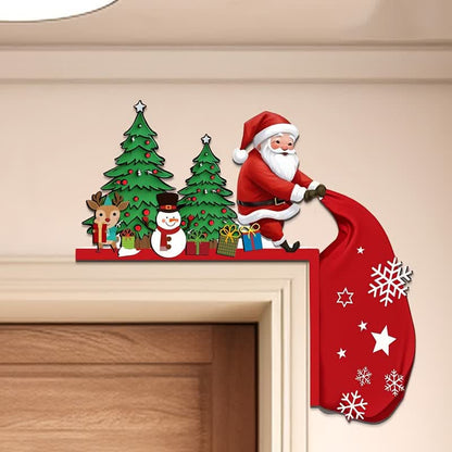Décoration de coin de porte d'arbre de Noël du Père Noël - Droite - 4 PIÈCES - image 1