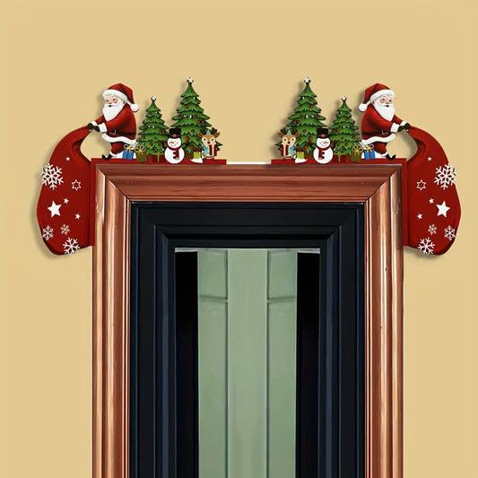 Décoration de coin de porte d'arbre de Noël du Père Noël - Gauche Droite - 4 PIÈCES - image 0