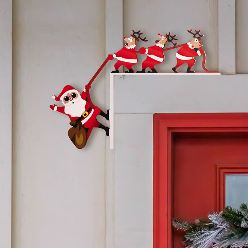 Décoration de coin de porte d'Halloween avec le Père Noël et les rennes - image 2
