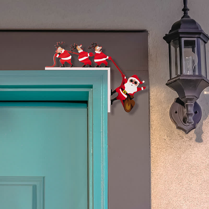 Décoration de coin de porte d'Halloween avec le Père Noël et les rennes - image 6