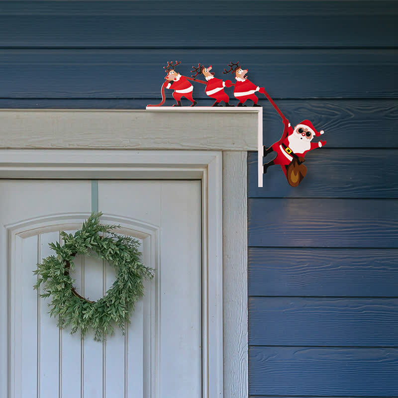 Décoration de coin de porte d'Halloween avec le Père Noël et les rennes - image 5