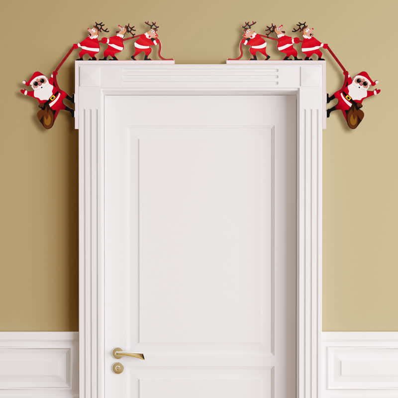 Décoration de coin de porte d'Halloween avec le Père Noël et les rennes - Gauche Droite - 4 PIÈCES - image 7