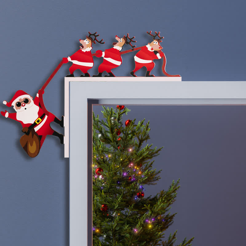 Décoration de coin de porte d'Halloween avec le Père Noël et les rennes - image 1