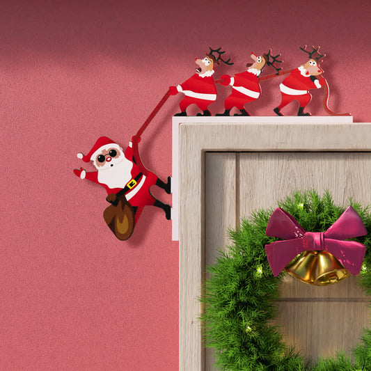 Décoration de coin de porte d'Halloween avec le Père Noël et les rennes - Gauche - 4 PIÈCES - image 0