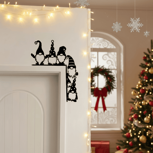 Décoration de coin de porte de Noël fantaisiste en forme de gnome - 4 PIÈCES - image 0