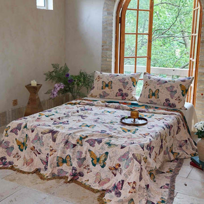 Couverture matelassée élégante en coton avec pompons papillon - image 11