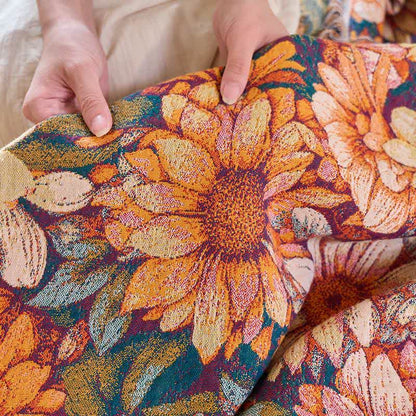 Couette en coton à pompons avec tournesol en fleurs - image 9