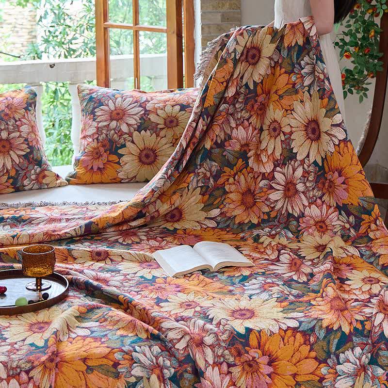 Couette en coton à pompons avec tournesol en fleurs - image 6