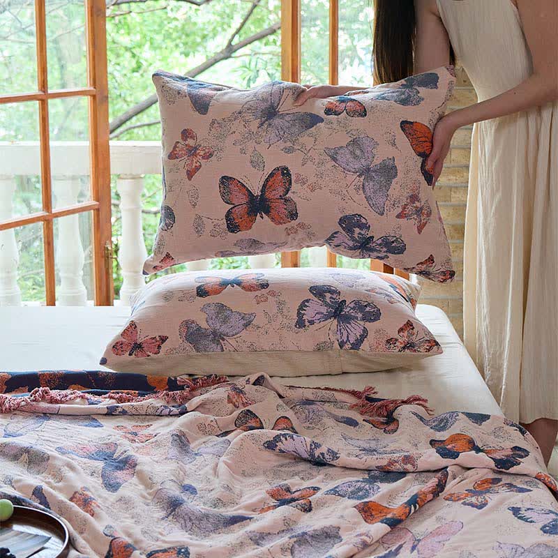 Couverture matelassée élégante en coton avec pompons papillon - image 7