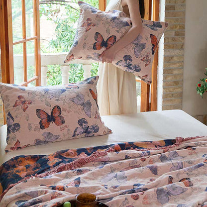 Couverture matelassée élégante en coton avec pompons papillon - image 8