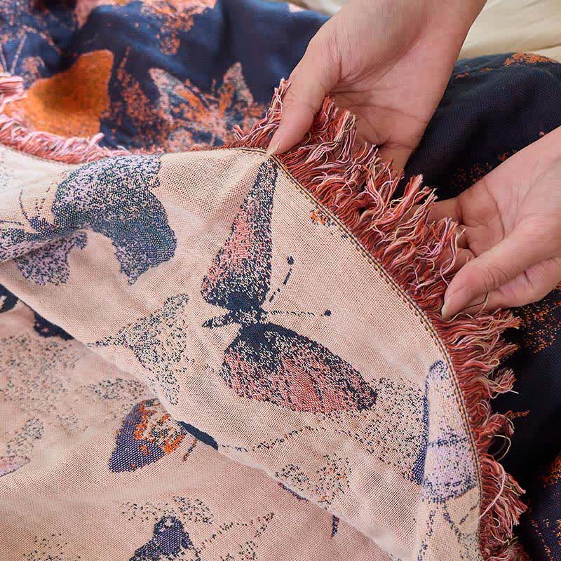 Ownkoti Élégante couverture en coton avec pompon papillon - image 9