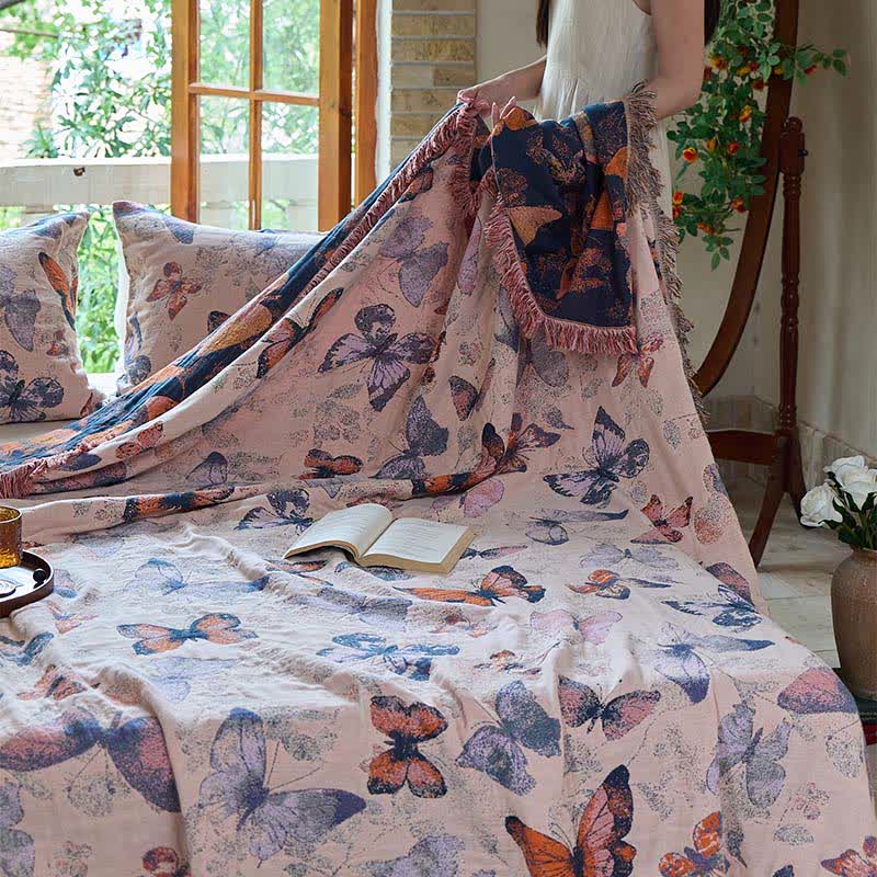 Ownkoti Élégante couverture en coton avec pompon papillon - image 5