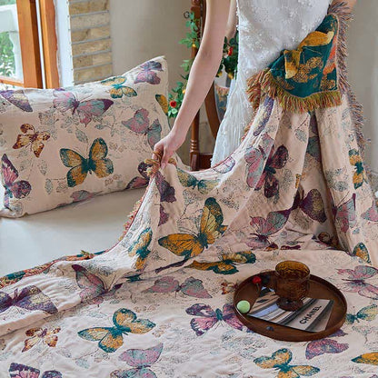 Couverture matelassée élégante en coton avec pompons papillon - image 17