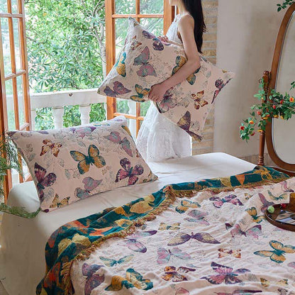 Couverture matelassée élégante en coton avec pompons papillon - image 20