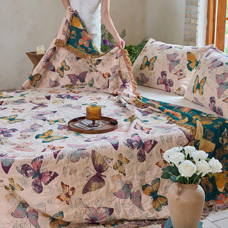 Ownkoti Élégante couverture en coton avec pompon papillon - image 16