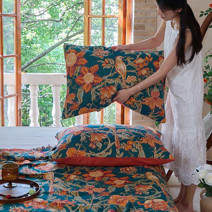 Couverture luxueuse en coton à fleurs et à pompons - image 8