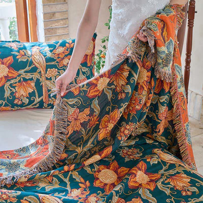Couverture luxueuse en coton à fleurs et à pompons - image 9