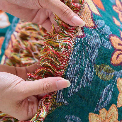 Couette en coton à pompons et motif floral - image 10
