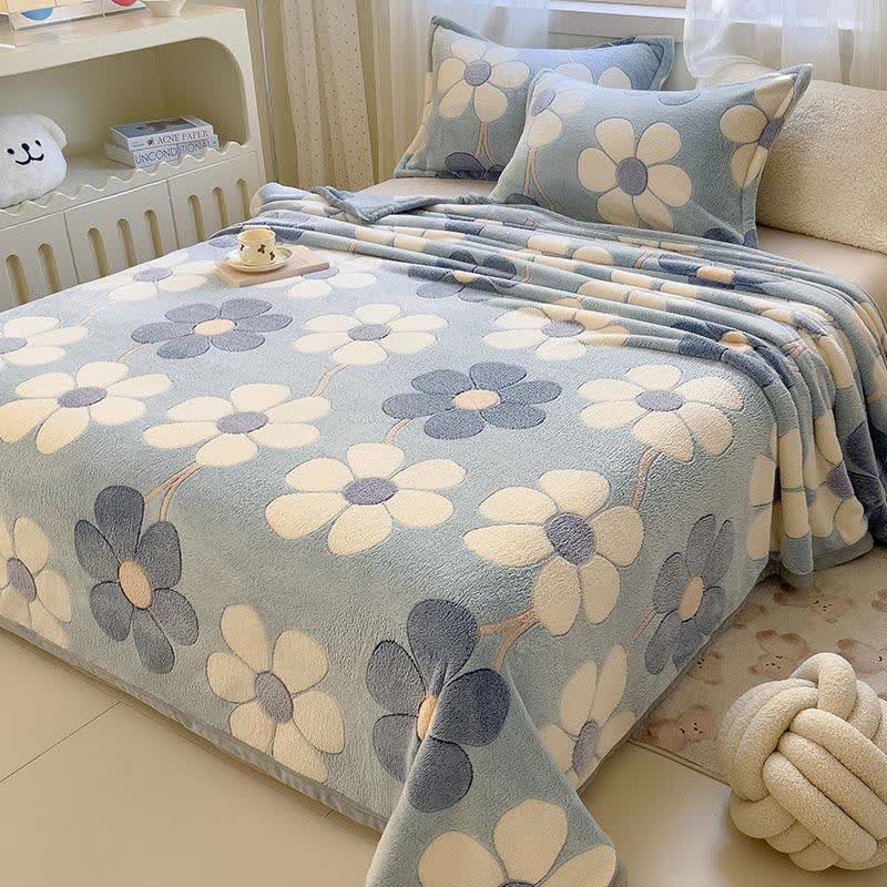 Couverture en peluche Ownkoti avec motif floral rustique - Couverture avec 2 taies d'oreiller - 230 cm x 250 cm - image 0